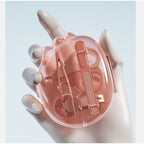 Set 4in1 de Ingrijire Unghii pentru Bebelusi, Cutie de Depozitare Dinozaur Transparent, 0-6 Ani, 11.5 x 9 x 3 cm, Roz