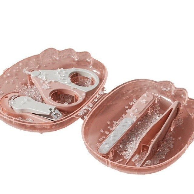 Set 4in1 de Ingrijire Unghii pentru Bebelusi, Cutie de Depozitare Dinozaur Transparent, 0-6 Ani, 11.5 x 9 x 3 cm, Roz