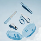 Set 4in1 de Ingrijire Unghii pentru Bebelusi, Cutie de Depozitare Dinozaur Transparent, 0-6 Ani, 11.5 x 9 x 3 cm, Albastru