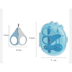 Set 4in1 de Ingrijire Unghii pentru Bebelusi, Cutie de Depozitare Dinozaur Transparent, 0-6 Ani, 11.5 x 9 x 3 cm, Albastru