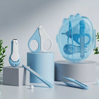 Set 4in1 de Ingrijire Unghii pentru Bebelusi, Cutie de Depozitare Dinozaur Transparent, 0-6 Ani, 11.5 x 9 x 3 cm, Albastru