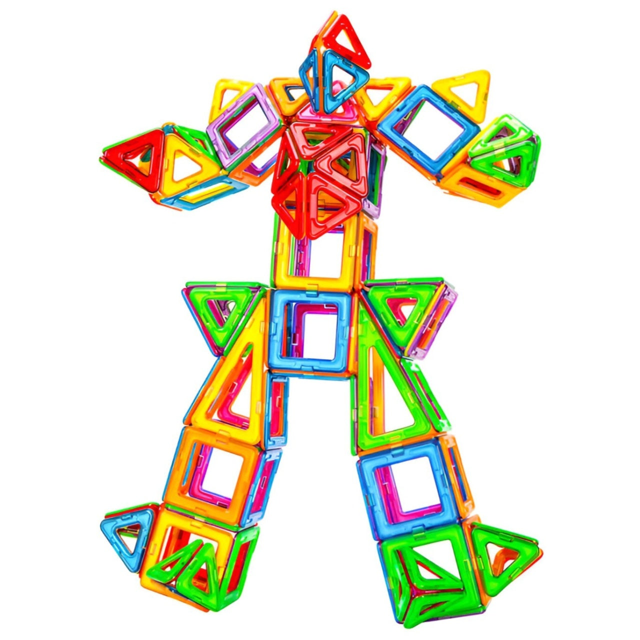 Set 60 Piese Magnetice de Constructie, Piese Mari, Magnetic Blocks, Forme Geometrice, 3 Ani, Multicolor