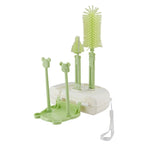 Set 7 Piese de Spalat/Uscat Biberoane, Portabil, Peri de Silicon, pentru Tetine, Suzete, Biberoane, Paie, Cutie Inclusa, 16 x 11 x 5 cm, Model Ursulet, Verde