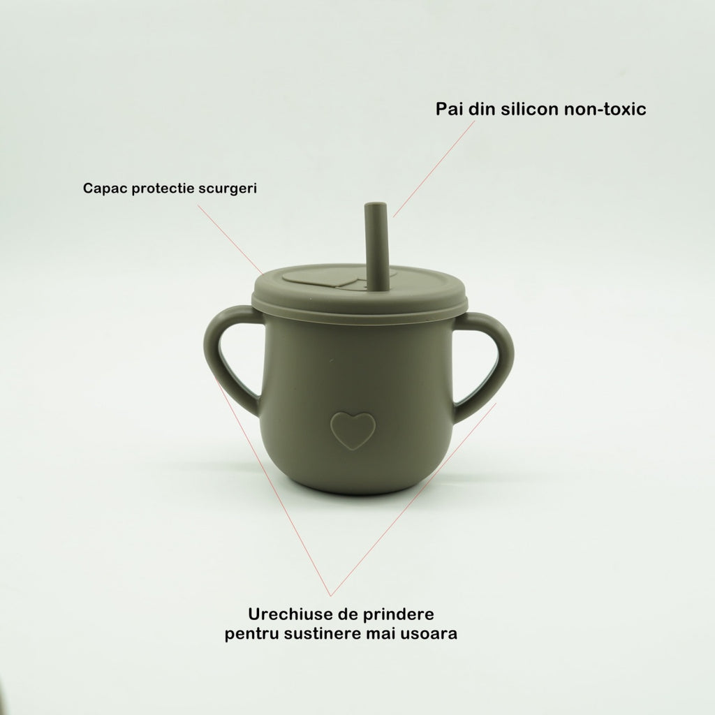 Set 8 piese diversificare bebelusi si copii din silicon , verde inchis
