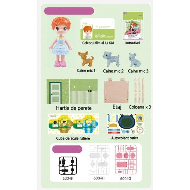 Set adapost pentru animalute casa de papusi cu mobilier si ustensile, activitati distractive