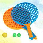 Set Badminton pentru Copii, 2 Palete, 3 Mingi, Pentru Joaca si Antrenament, Albastru Portocaliu