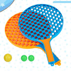 Set Badminton pentru Copii, 2 Palete, 3 Mingi, Pentru Joaca si Antrenament, Albastru Portocaliu