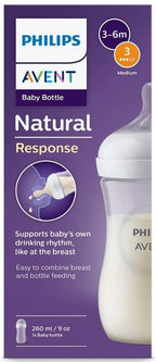 Set biberoane PHILIPS AVENT Natural Response flux mediu, 1 luna+, 260ml + Biberon cu debit lent pentru 0 - 3 luni, 125ml