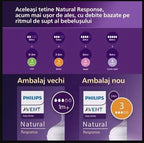 Set biberoane PHILIPS AVENT Natural Response flux mediu, 1 luna+, 260ml + Biberon cu debit lent pentru 0 - 3 luni, 125ml