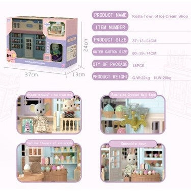 Set Casa de papusi, magazin de inghetata, cu mobilier si figurine