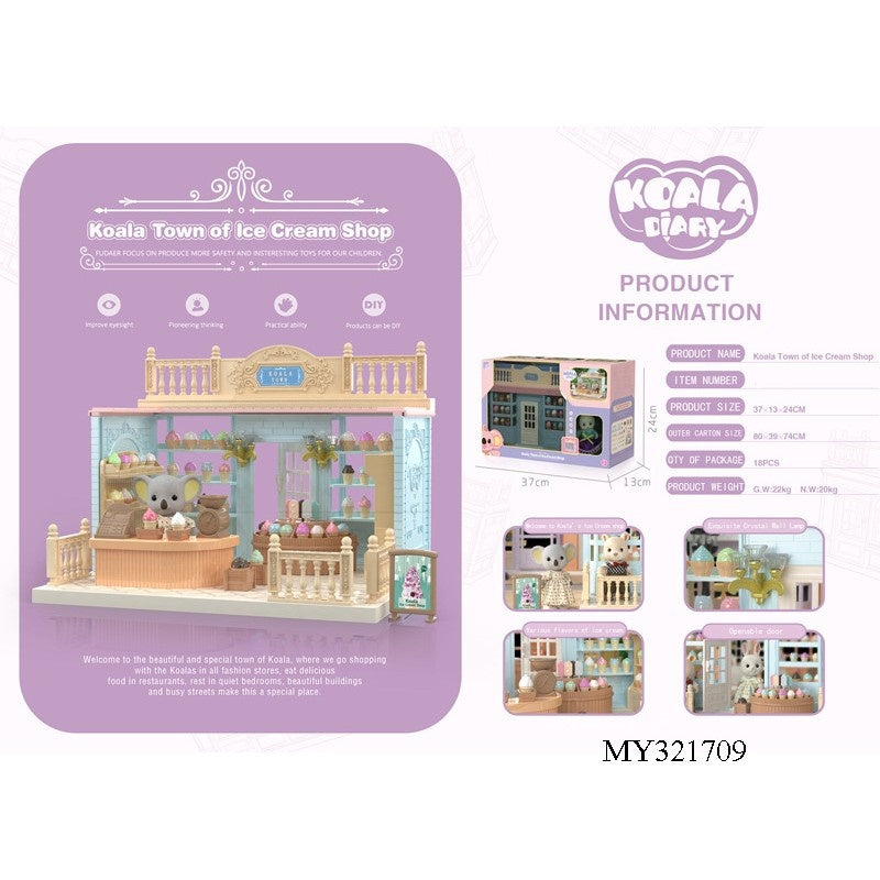 Set Casa de papusi, magazin de inghetata, cu mobilier si figurine