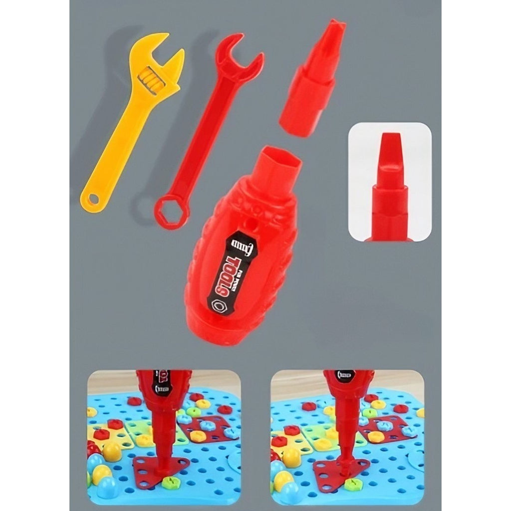 Set Constructie Bormasina Magica cu Servieta, 310 Piese, Albastru, Piese Multicolore, Plastic, 31x46 cm