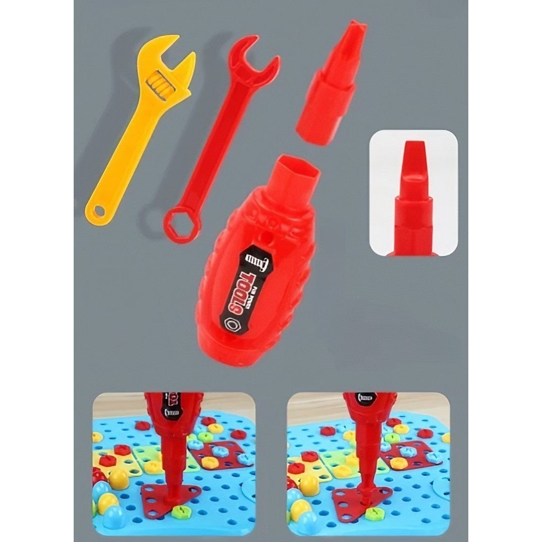 Set Constructie Bormasina Magica cu Servieta, 310 Piese, Albastru, Piese Multicolore, Plastic, 31x46 cm