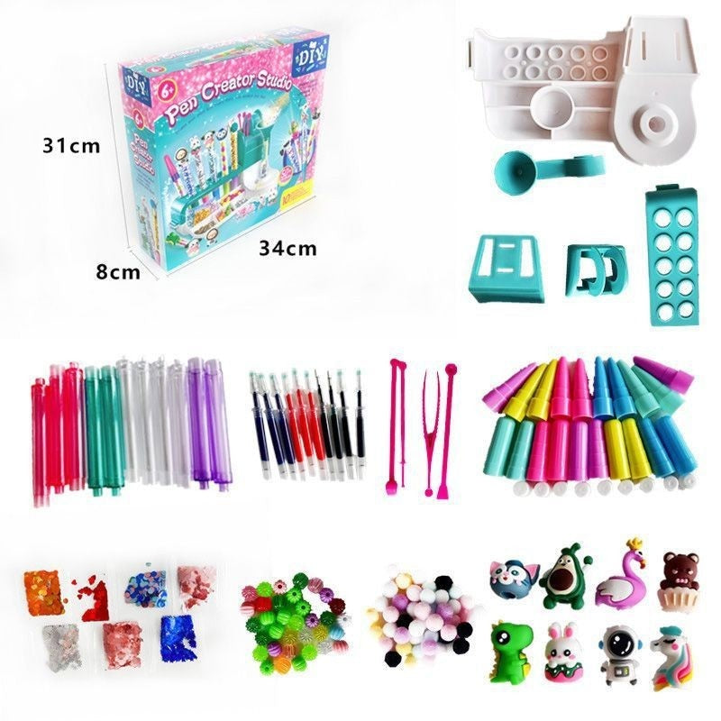 Set de Creatie, Stiloul Magic, +6 Ani, peste 50 de Accesorii, Laborator de Creatie Pixuri, 34 x 31 x 8 cm, Multicolor
