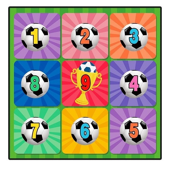 Set de Fotbal Joc Recreativ Pentru Copii, Minge cu Scai, Plansa din Material textil, 150 x 150 cm, Model Trofeu, Multicolor