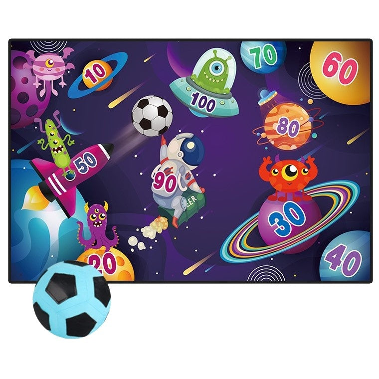 Set de Fotbal Joc Recreativ pentru Copii, Model Extraterestrii, Minge cu scai, Poarta din Material Textil, 150 x 100 cm