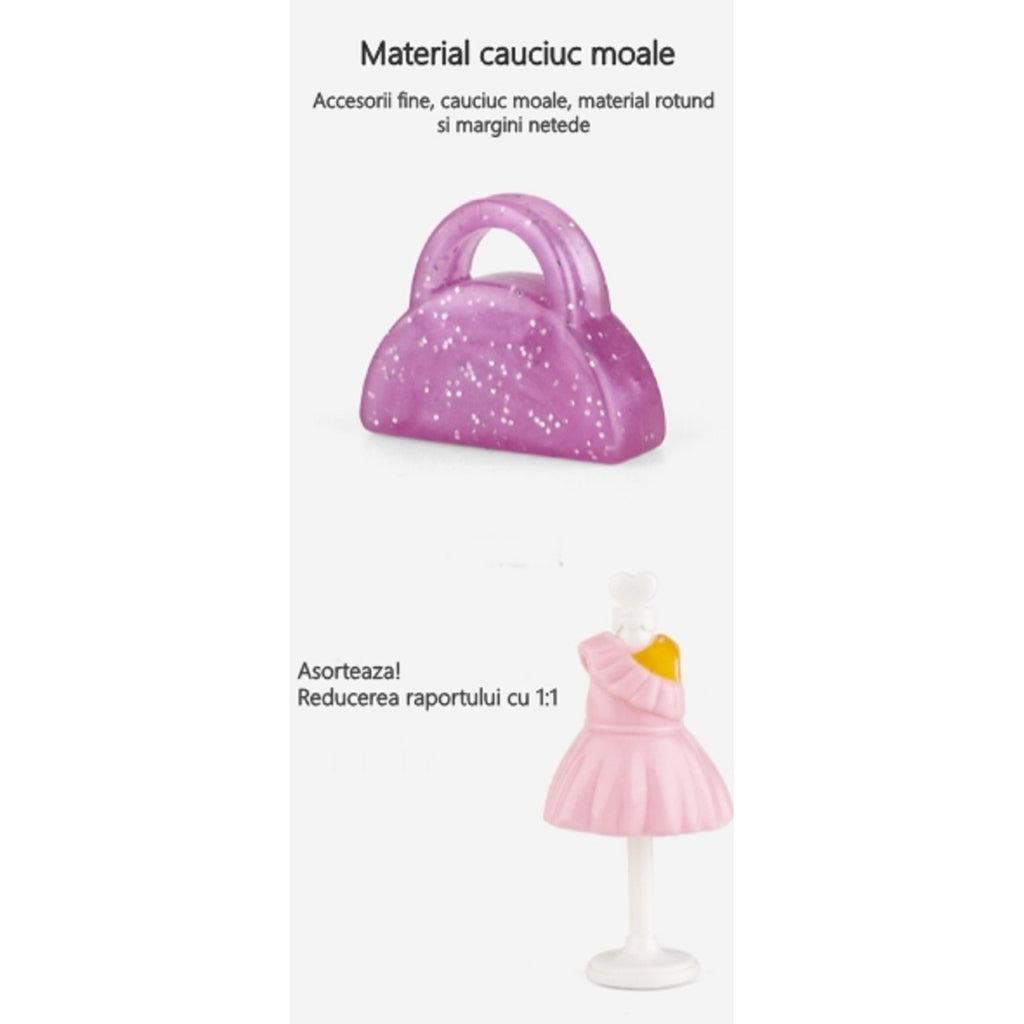 Set garderoba cu tinute, casa de papusi cu haine si accesorii
