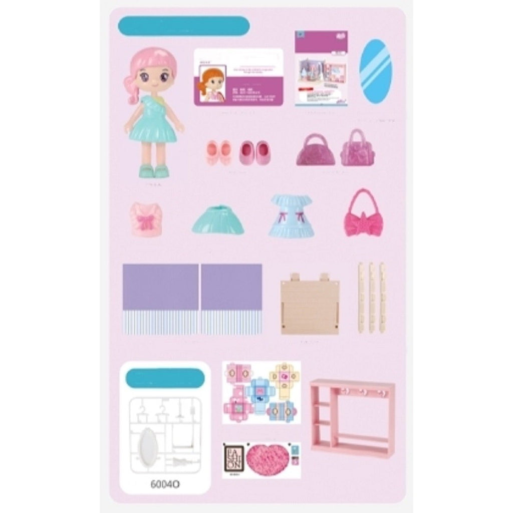 Set garderoba cu tinute, casa de papusi cu haine si accesorii