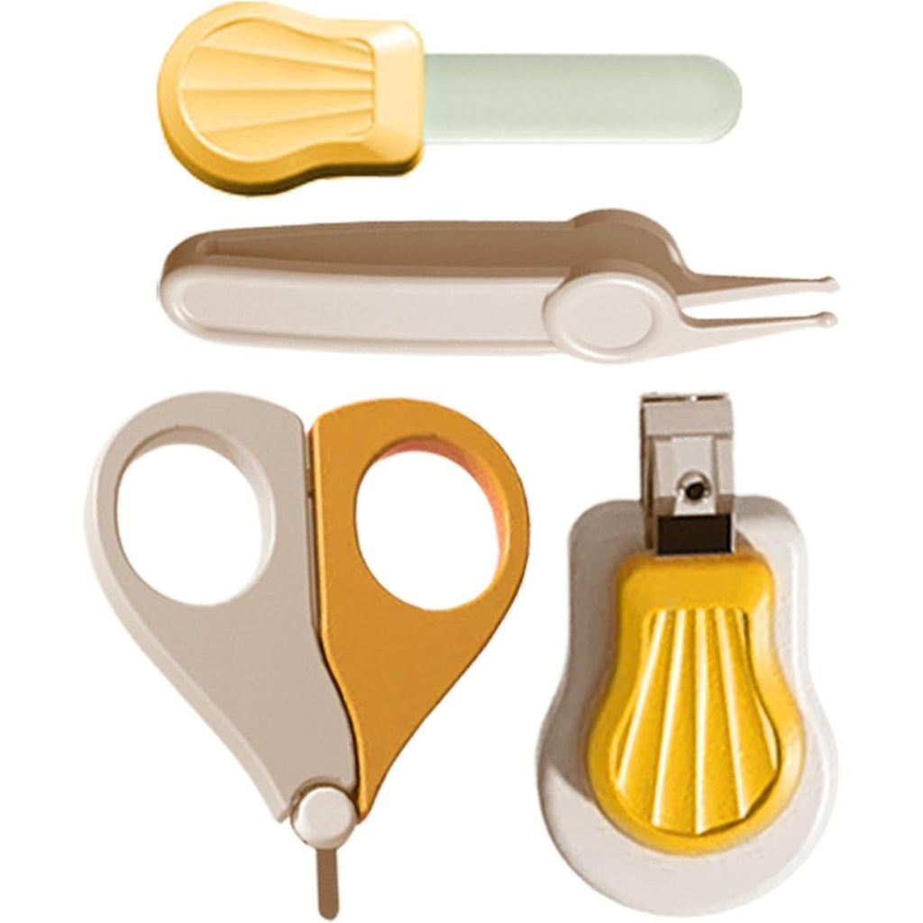 Set Ingrijire Unghii pentru Bebelusi, Cutie de Depozitare in Forma de Ursulet, 10 x 9.5 cm, Galben