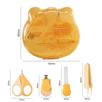 Set Ingrijire Unghii pentru Bebelusi, Cutie de Depozitare in Forma de Ursulet, 10 x 9.5 cm, Galben