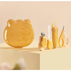 Set Ingrijire Unghii pentru Bebelusi, Cutie de Depozitare in Forma de Ursulet, 10 x 9.5 cm, Galben