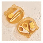 Set Ingrijire Unghii pentru Bebelusi, Cutie de Depozitare in Forma de Ursulet, 10 x 9.5 cm, Galben