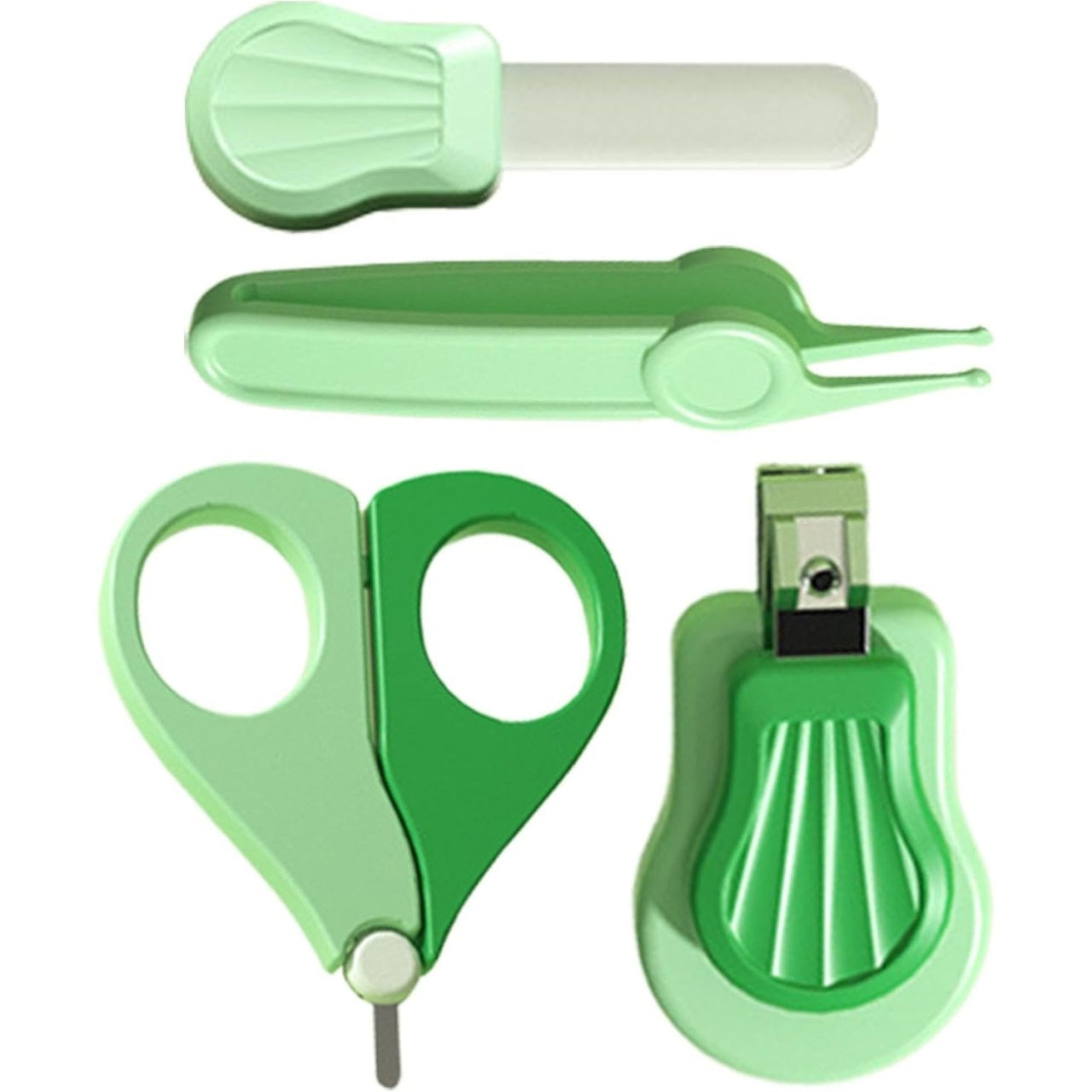 Set Ingrijire Unghii pentru Bebelusi, Cutie de Depozitare in Forma de Ursulet, 10 x 9.5 cm, Verde