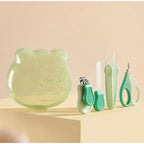 Set Ingrijire Unghii pentru Bebelusi, Cutie de Depozitare in Forma de Ursulet, 10 x 9.5 cm, Verde