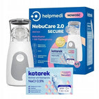 Set Inhalator Nebulizator, Helpmedi, 2 masti, 40x5ml solutie salina, Portabil