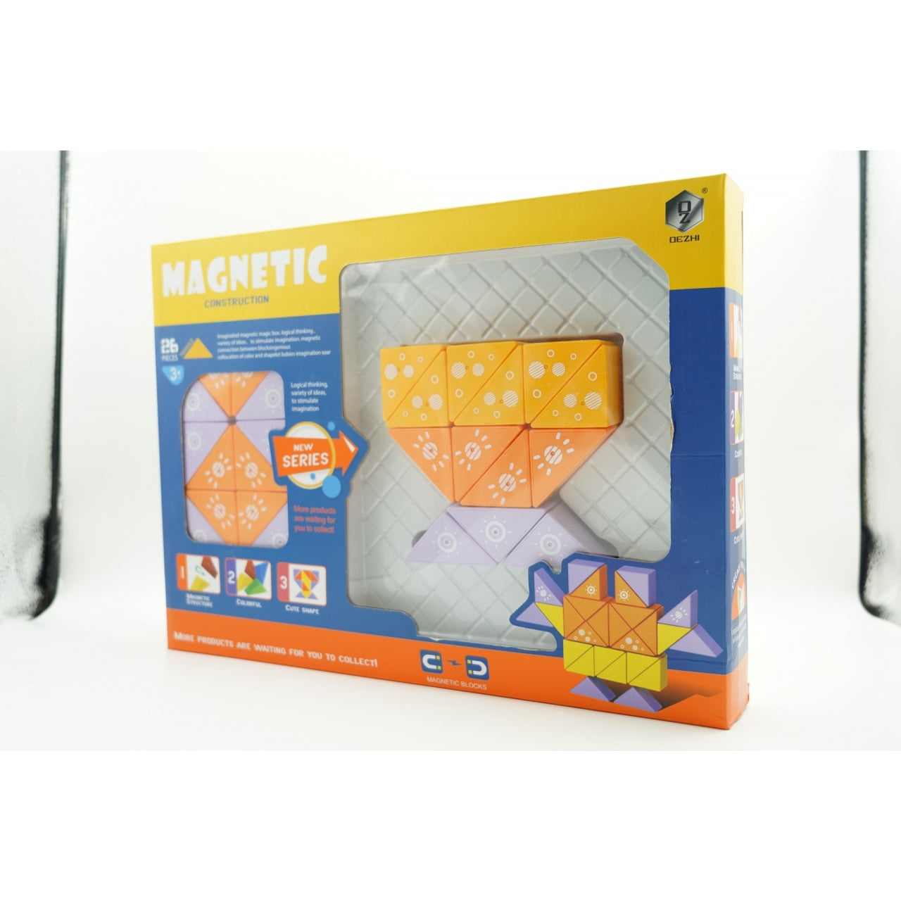 Set inteligent de constructie cu piese magnetice, 26 piese, pentru copii, +3 ani, multicolor