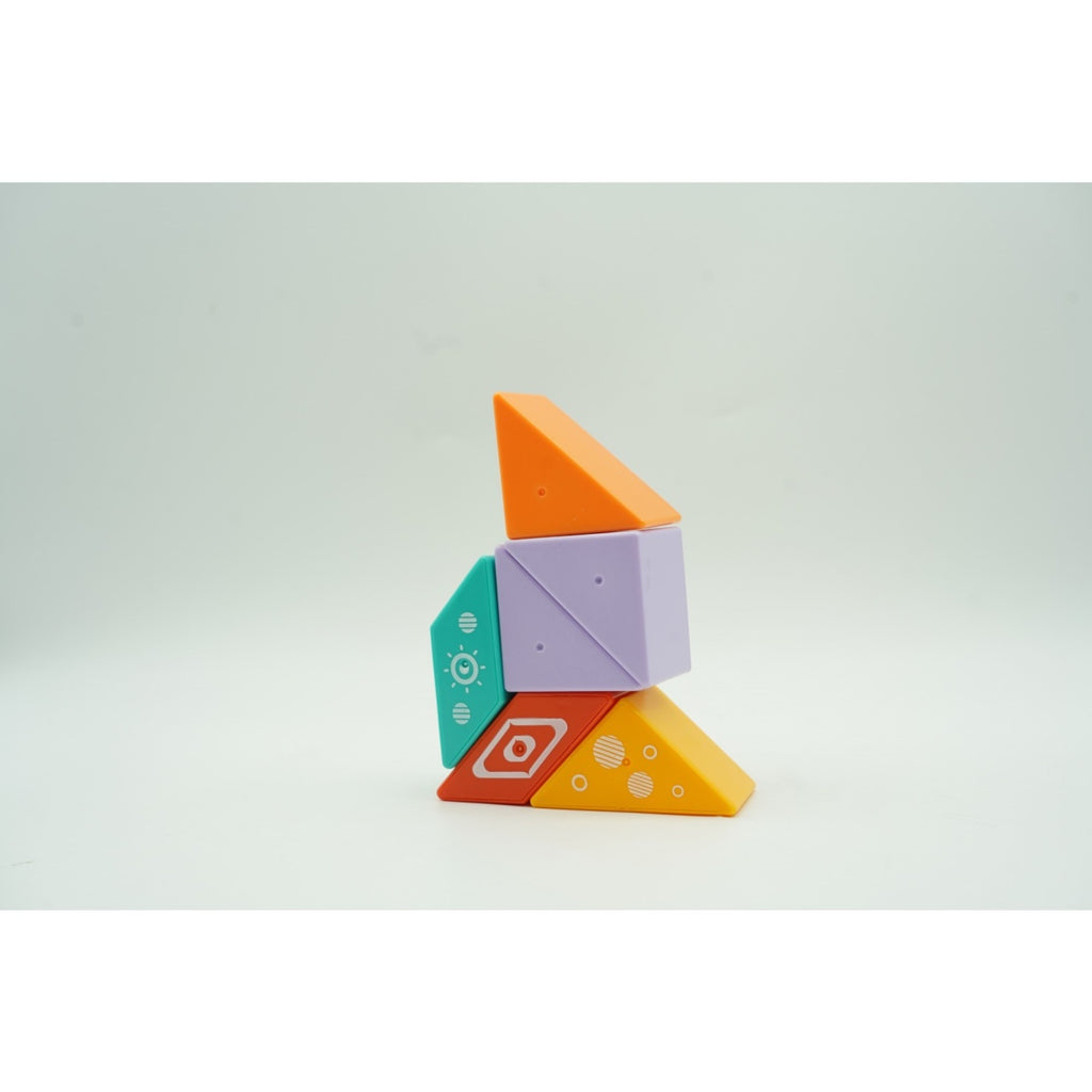 Set inteligent de constructie cu piese magnetice, 6 piese, pentru copii, +3 ani, multicolor