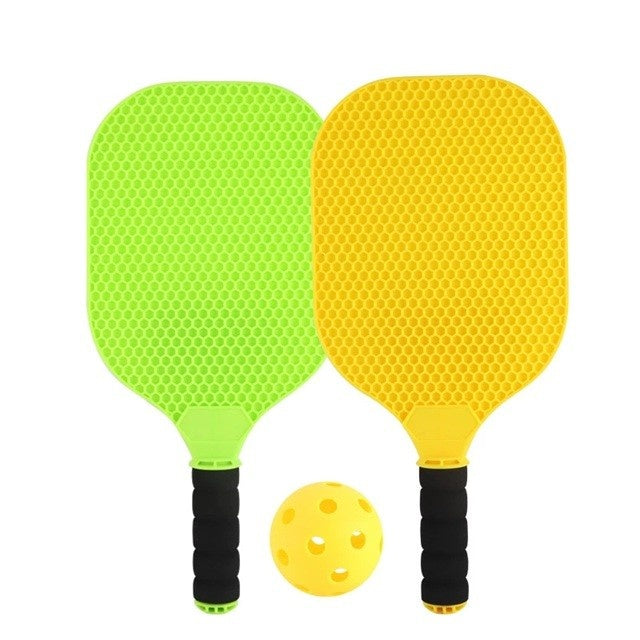 Set Joc de Ping-Pong, 2 Palete, 1 Minge, + 6 Ani, 37.5 x 18 x 3 cm, Galben/Verde