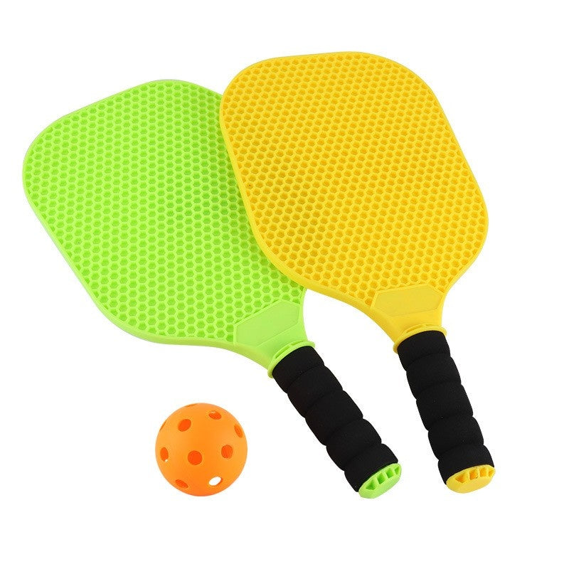 Set Joc de Ping-Pong, 2 Palete, 1 Minge, + 6 Ani, 37.5 x 18 x 3 cm, Galben/Verde