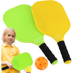 Set Joc de Ping-Pong, 2 Palete, 1 Minge, + 6 Ani, 37.5 x 18 x 3 cm, Galben/Verde