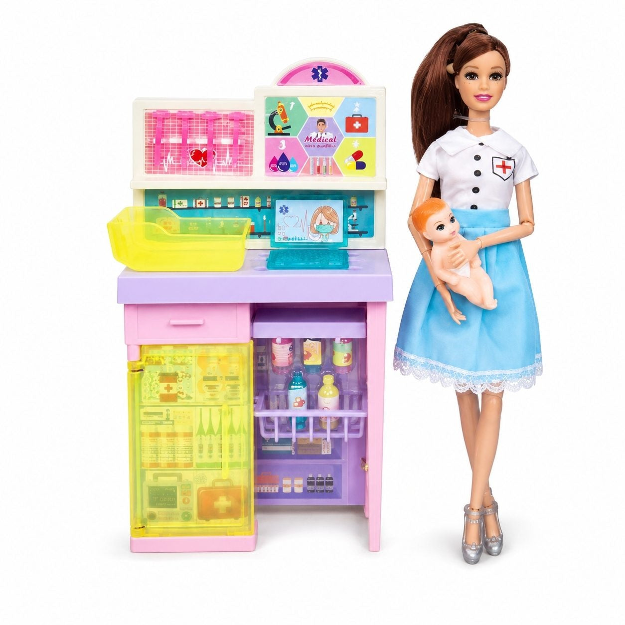 Set Jucarie cu Papusa Doctorita, 3+ Ani, Multicolor