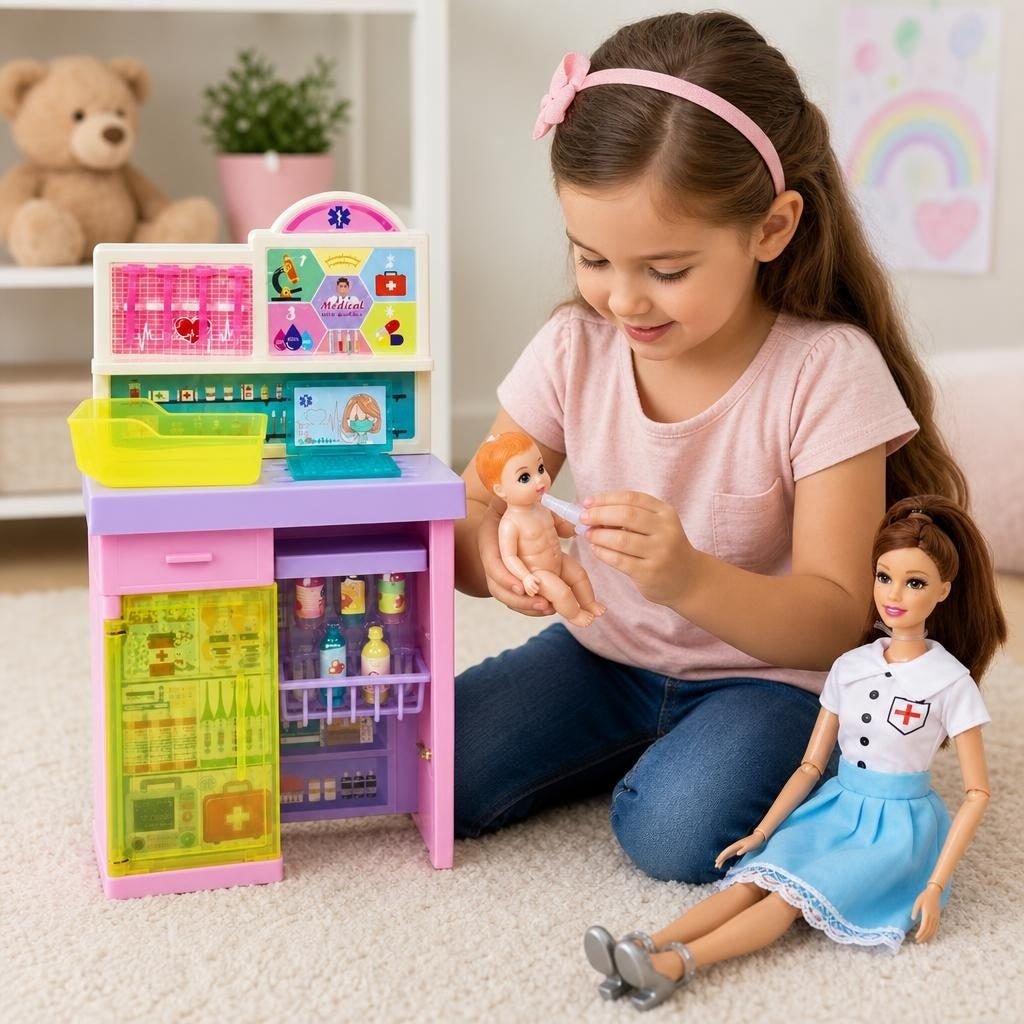 Set Jucarie cu Papusa Doctorita, 3+ Ani, Multicolor