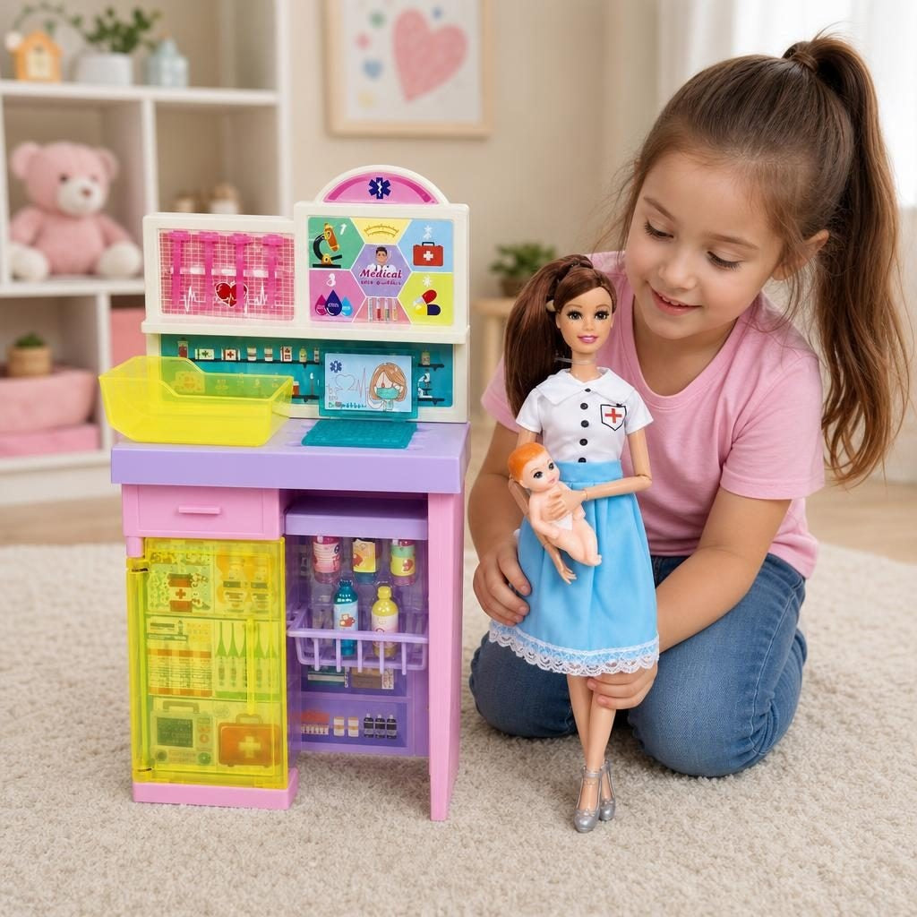 Set Jucarie cu Papusa Doctorita, 3+ Ani, Multicolor