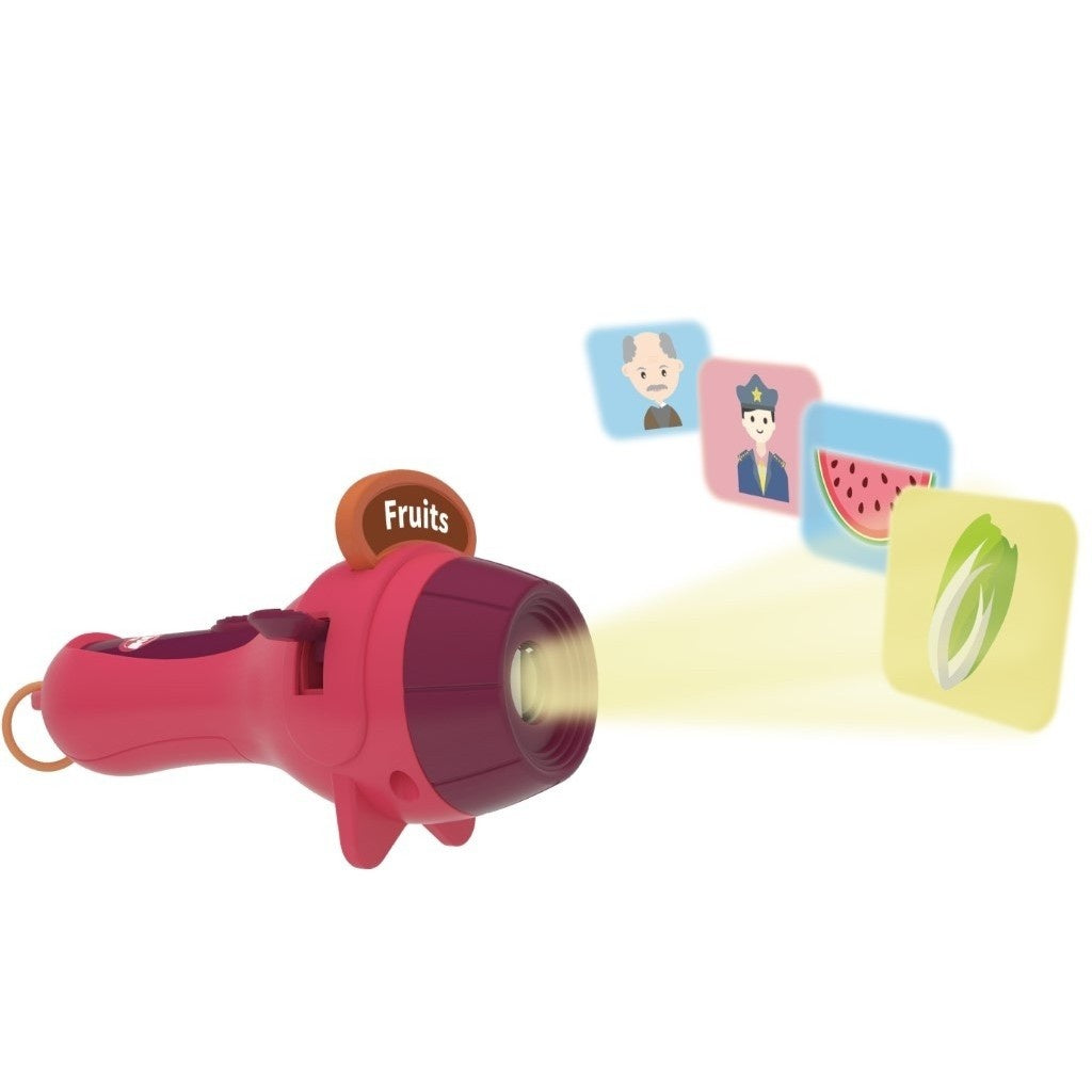 Set Jucarie Educativa, Proiector Tip Lanterna Pentru Copii, 6 Teme, 48 de Imagini, Cutie Depozitare, +3 ani, Rosu
