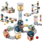 Set piese magnetice de constructie, Cu tobogane si bile, 41 piese, Multicolor