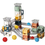 Set piese magnetice de constructie, Cu tobogane si bile, 41 piese, Multicolor