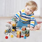 Set piese magnetice de constructie, Cu tobogane si bile, 41 piese, Multicolor