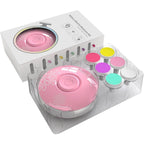 Set Pila Electrica cu Baterie, pentru Copii si Bebelusi, din ABS, 6 Accesorii, Model cu Flori, 6.5 x 1.8 cm, Roz