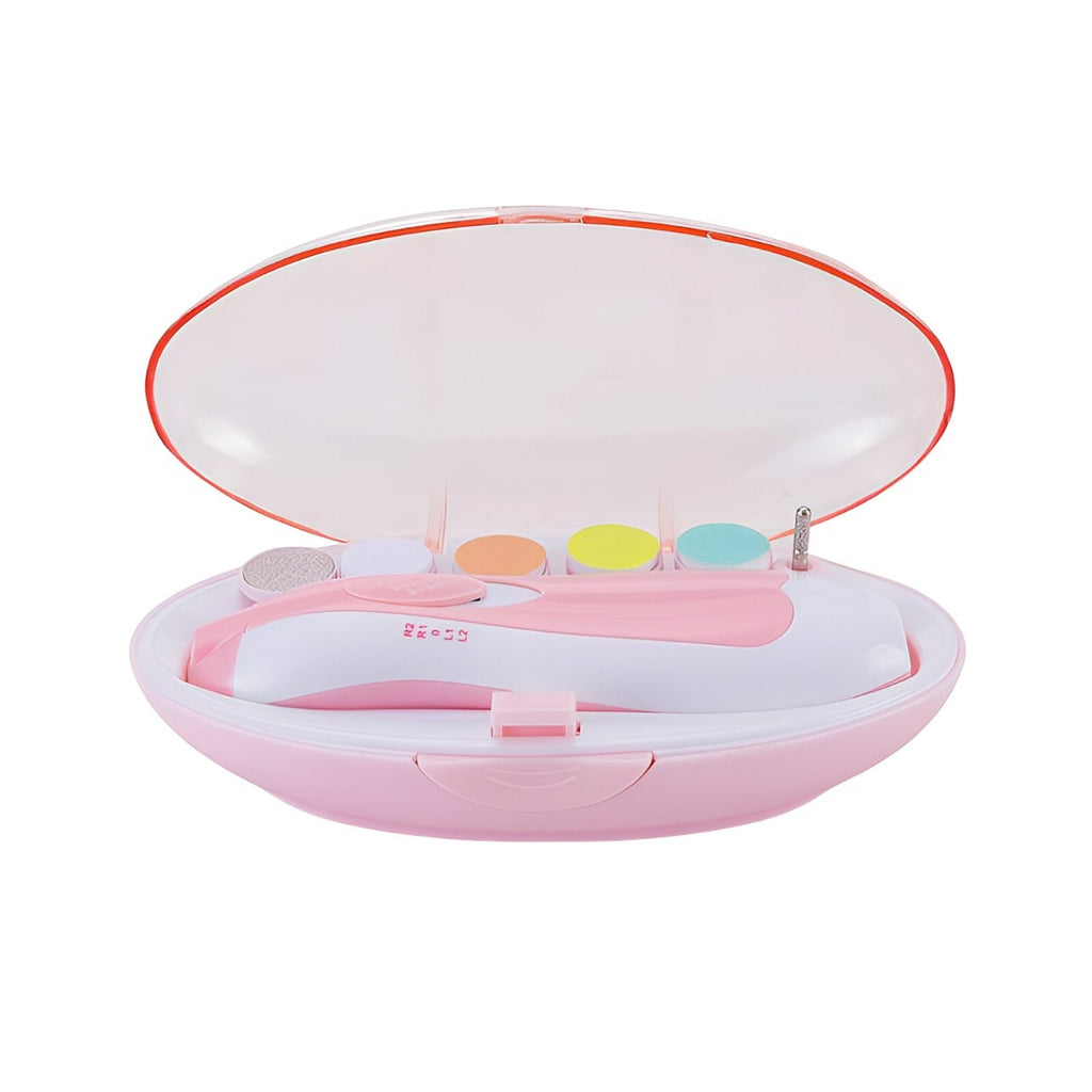 Set Pila Electrica pentru Copii si Bebelusi, ABS, 6 Accesorii, cu Lumina LED, Roz Alb