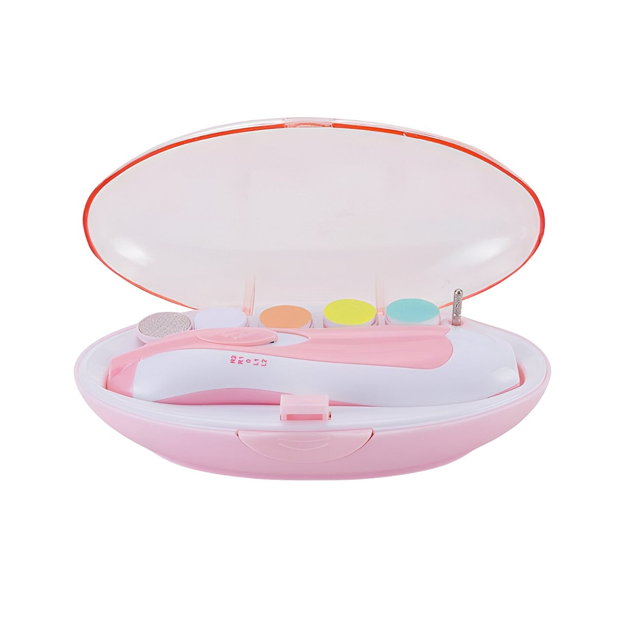 Set Pila Electrica pentru Copii si Bebelusi, ABS, 6 Accesorii, cu Lumina LED, Roz Alb