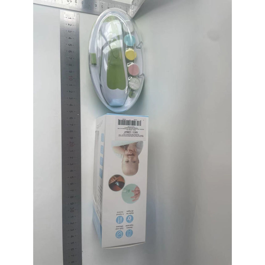 Set Pila Electrica pentru Copii si Bebelusi, ABS, 6 Accesorii, cu Lumina LED, Verde Alb