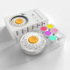 Set Pila Electrica pentru Copii si Bebelusi, ABS, Incarcare USB, Model cu Flori, 6 Accesorii, cu Lumina LED, Alb