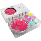 Set Pila Electrica pentru Copii si Bebelusi, ABS, Incarcare USB, Model cu Flori, 6 Accesorii, cu Lumina LED, Fucsia