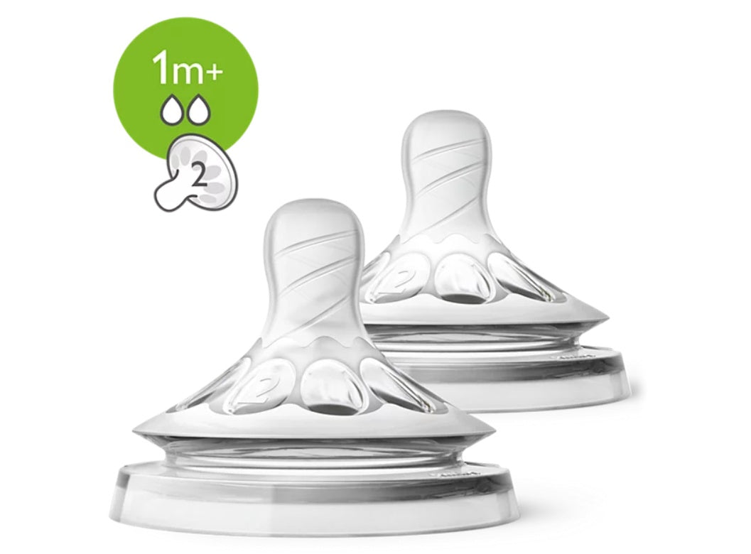 Set tetine PHILIPS AVENT Natural SCF042/27, flux lent, 1 luna +, 2 buc, silicon