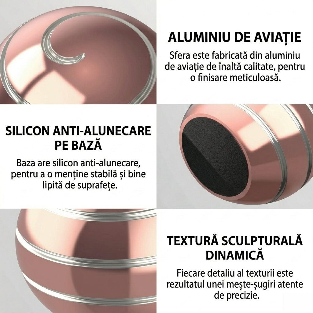 Sfera Fidget Spinner Metalic, Corp Aliaj Zinc, Rulment Inox, Jucarie Antistres pentru Focus si Relaxare, Diametru 40 mm, Gadget pentru Birou, Scoala, Cadou pentru Copii si Adulti, Roz