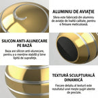 Sfera Fidget Spinner Metalic, Corp Aliaj Zinc, Rulment Inox, Jucarie Antistres pentru Focus si Relaxare, Diametru 40 mm, Gadget pentru Birou, Scoala, Cadou pentru Copii si Adulti, Auriu